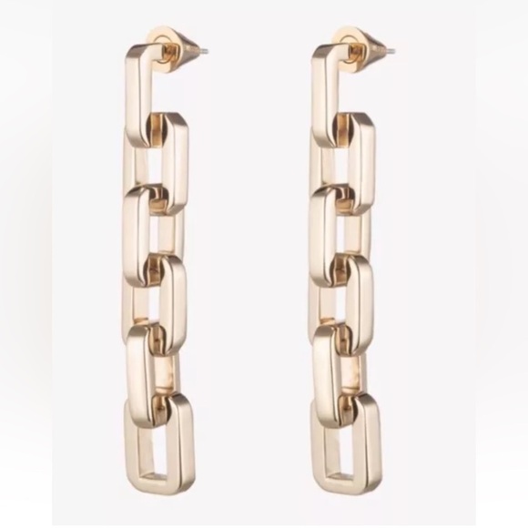 Eddie Borgo Supra Chain Link 12K Gold Finished Earrings New With Tags MSRP $250 - Picture 6 of 10